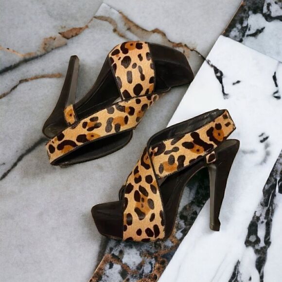 Diane Von Furstenberg Leopard Print Pony Hair Platform Heels – Size 8 - Picture 12 of 17
